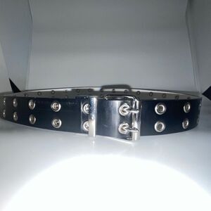 NOBO BELT 38MM DBL GROMMET REV, BLACK/WHITE